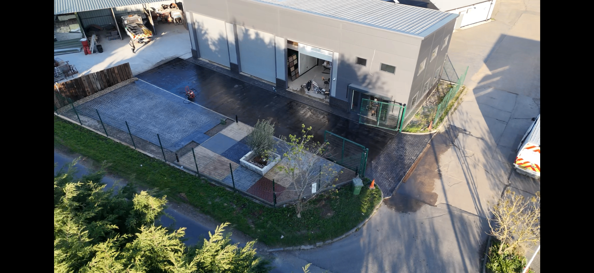 Aerial view of the Resi-Tech resin bound display panels at Head Office
