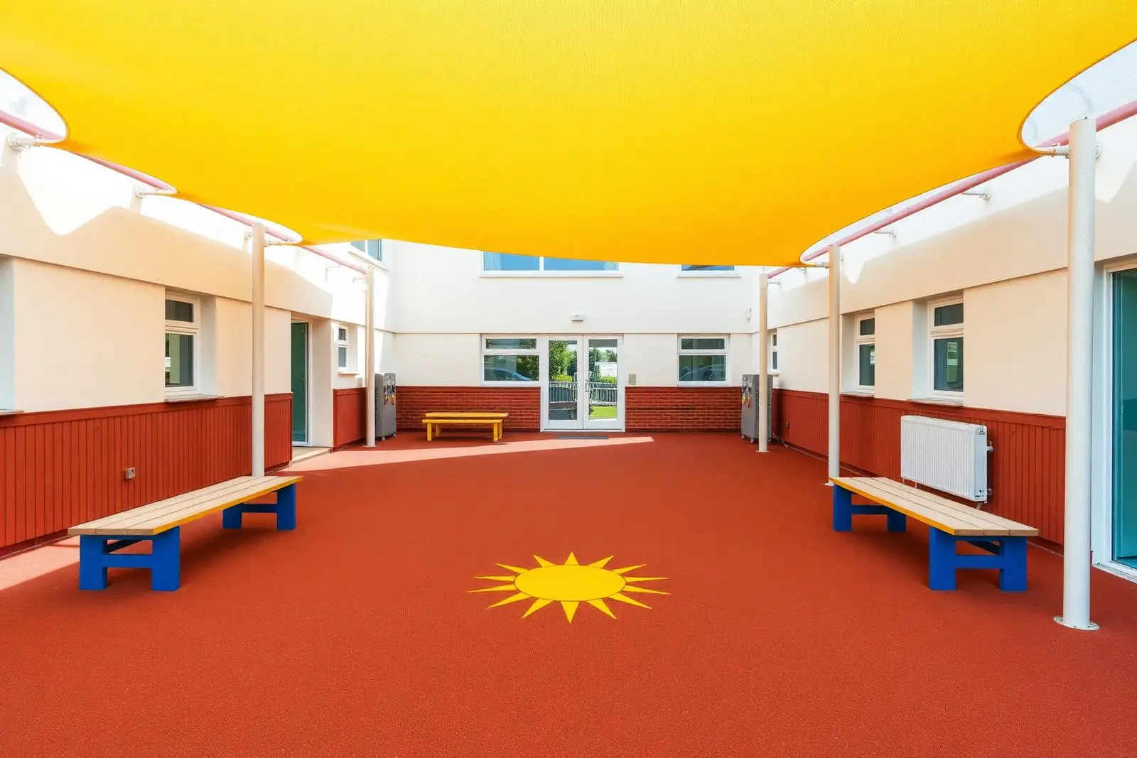Rustic Red primary school courtyard — Nottingham