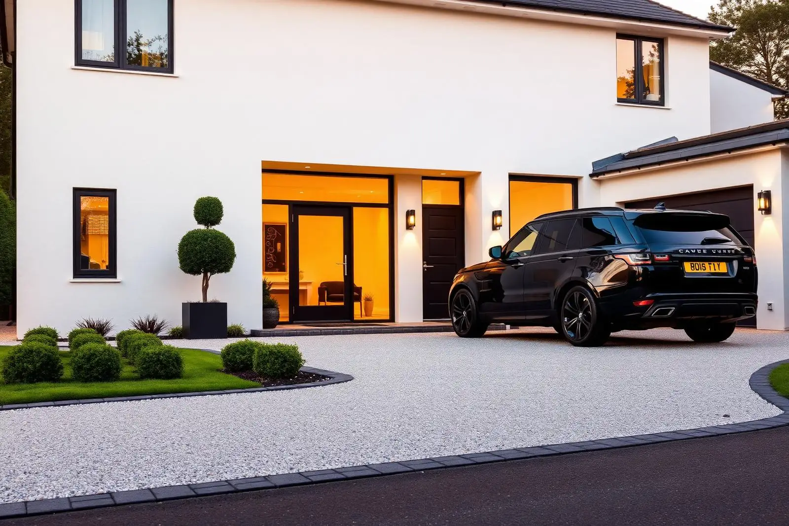 Silver Granite contemporary driveway — Wilmslow, Cheshire