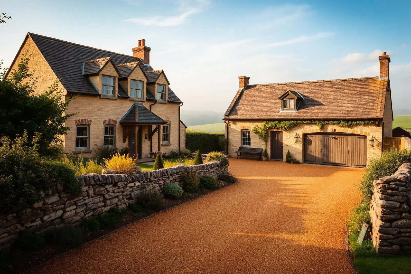 Harvest Gold Cotswold stone farmhouse — Stow-on-the-Wold, Gloucestershire