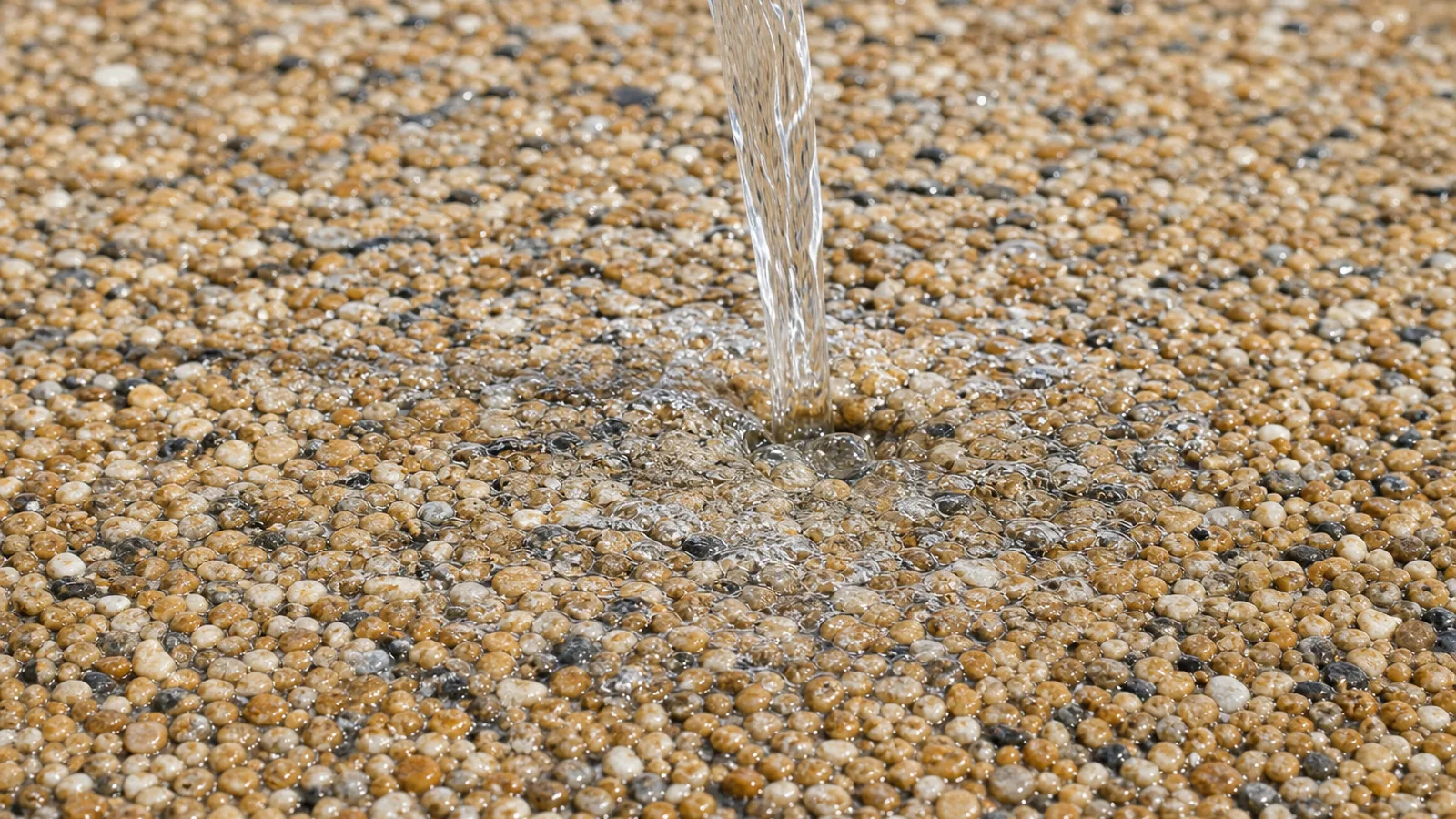 Permeable resin bound surface draining water in line with UK SuDS rules
