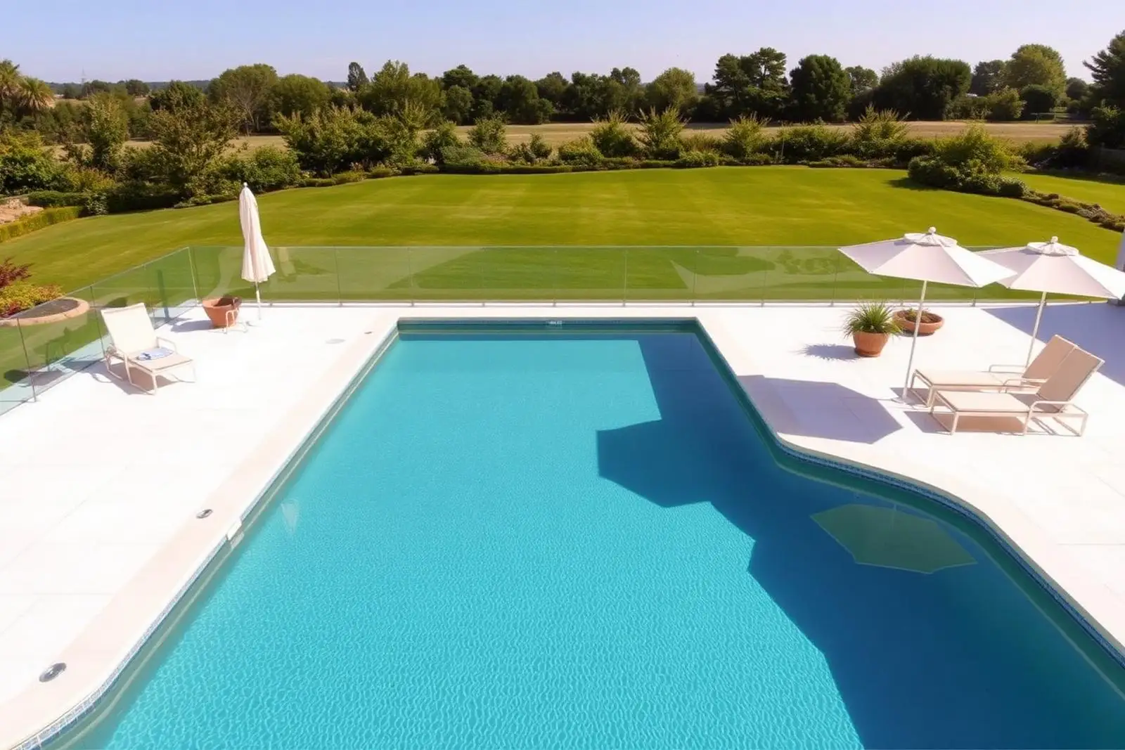 Alpine White poolside surround — Cobham, Surrey