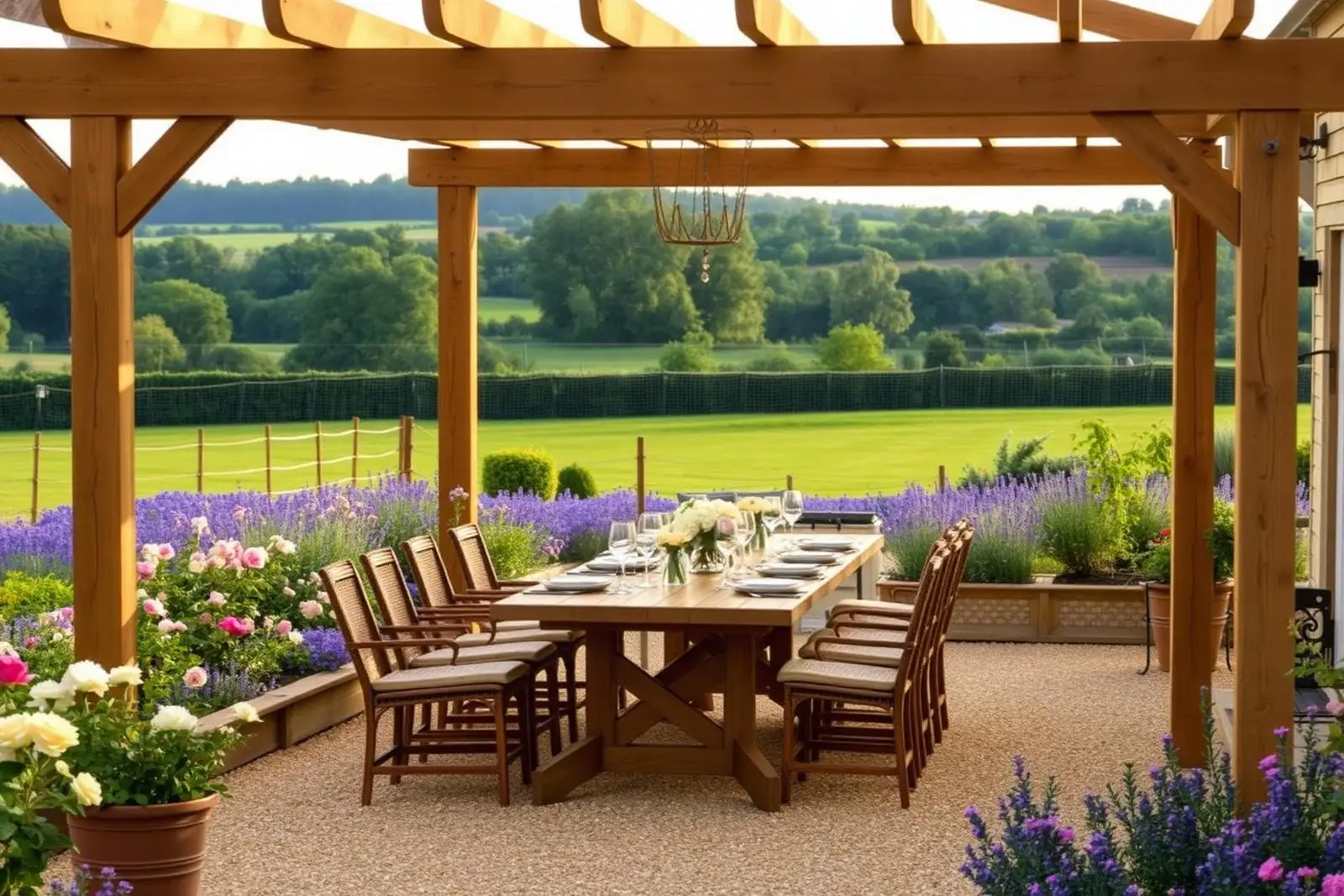 Dorset Gold country pergola dining — Dorchester, Dorset